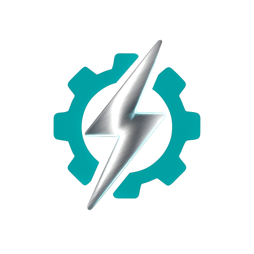AI Profit Success logo – Chrome-style bolt in luminous chrome with teal background